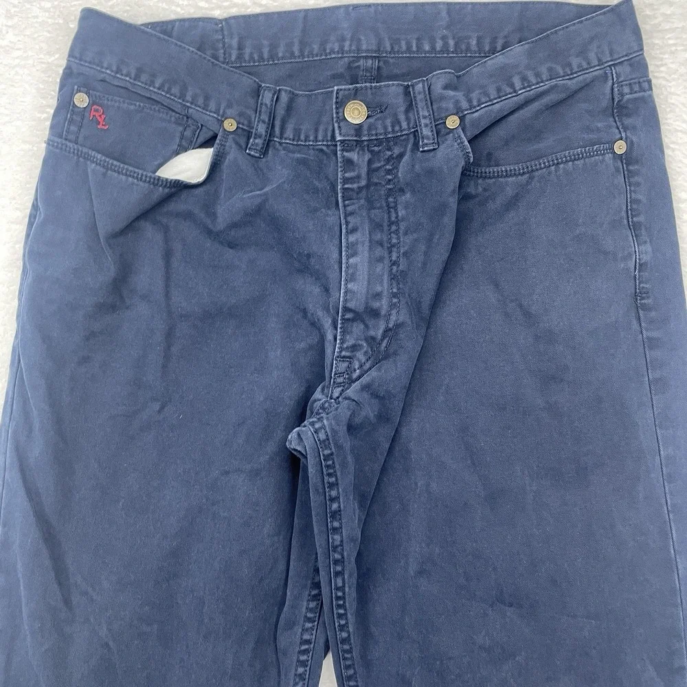 Polo‎ Ralph Lauren Mens Navy Blue Straight Leg Five Pocket Chino Pants 34x34